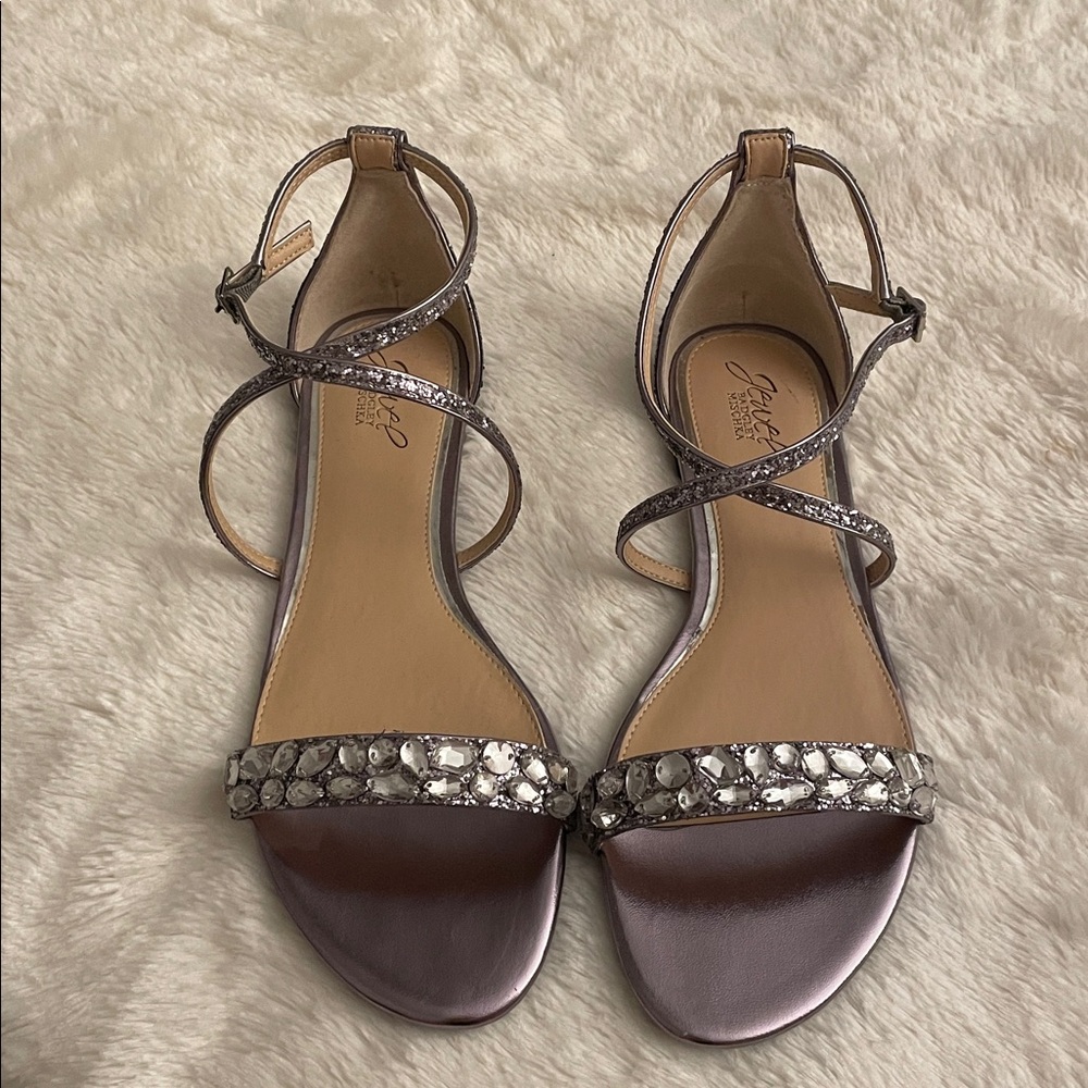 Jewel Badgley Mischka Osome Glitter Sandal Size 10 - Picture 7 of 13